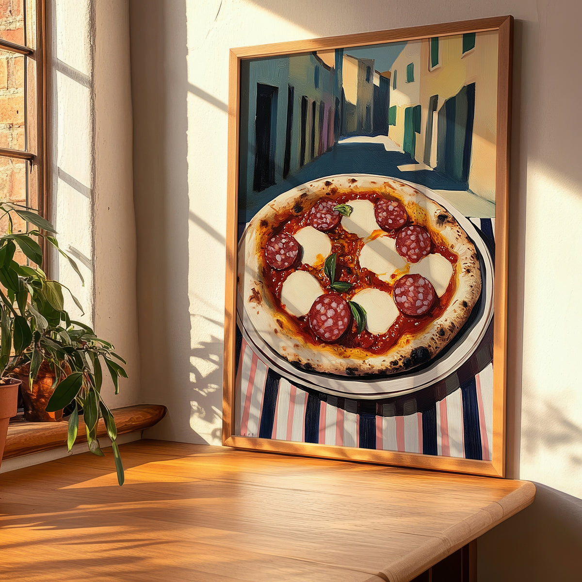 Pizza Diavola – Italian Outdoor Café Scene, Pizza Wall Decor, clean layout with no caption