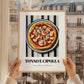 Tonno E Cipolla – on Striped Tablecloth, Pizza Illustration, styled in a charming Paris street view