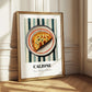 Calzone – on Striped Tablecloth, Pizza Wall Art