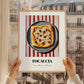 Focaccia – on Striped Tablecloth, Pizza Painting, styled in a charming Paris street view