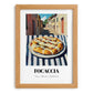 Pizza Focaccia – Italian Street Café Scene, Pizza Illustration, set in oak frame