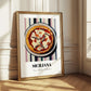 Siciliana – on Striped Tablecloth, Pizza Poster