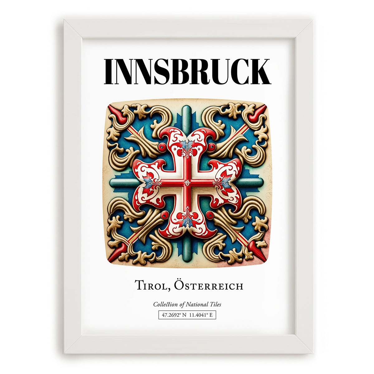 Innsbruck, Austria – Travel Print, placed in minimal white frame