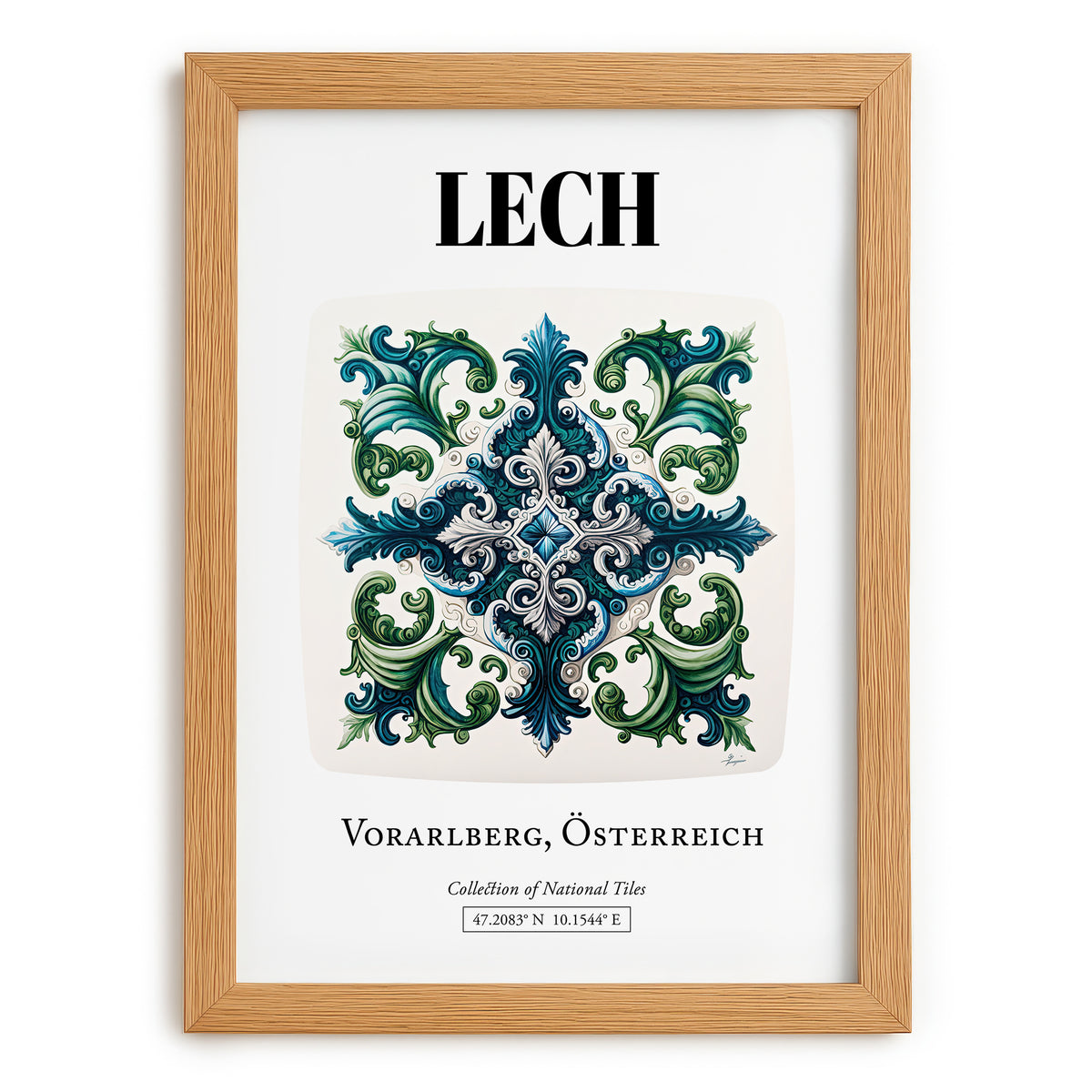 Lech, Austria – Travel Poster, set in oak frame