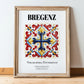 Bregenz, Austria – Illustrated Travel Poster, in wooden frame leaning on the floor