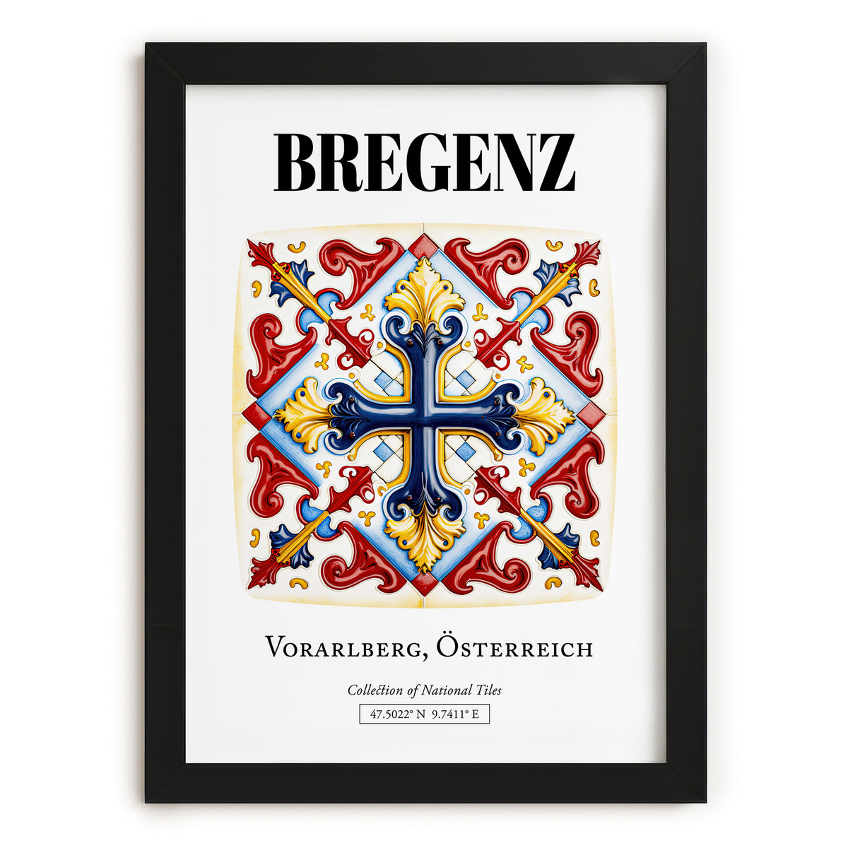 Bregenz, Austria – Illustrated Travel Poster, in sleek black frame