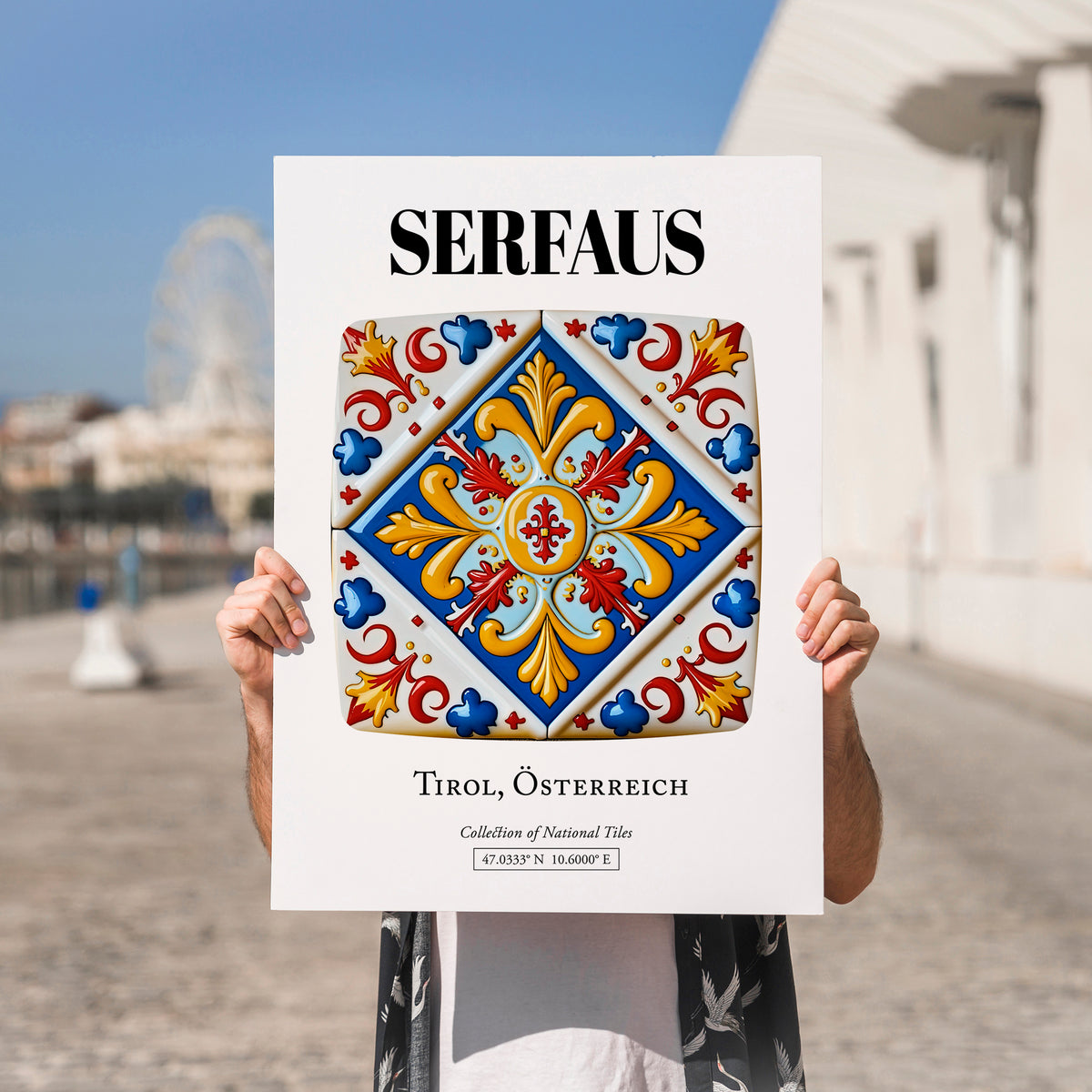 Serfaus, Austria – Global Cities Wall Print, no-text version framed in wood