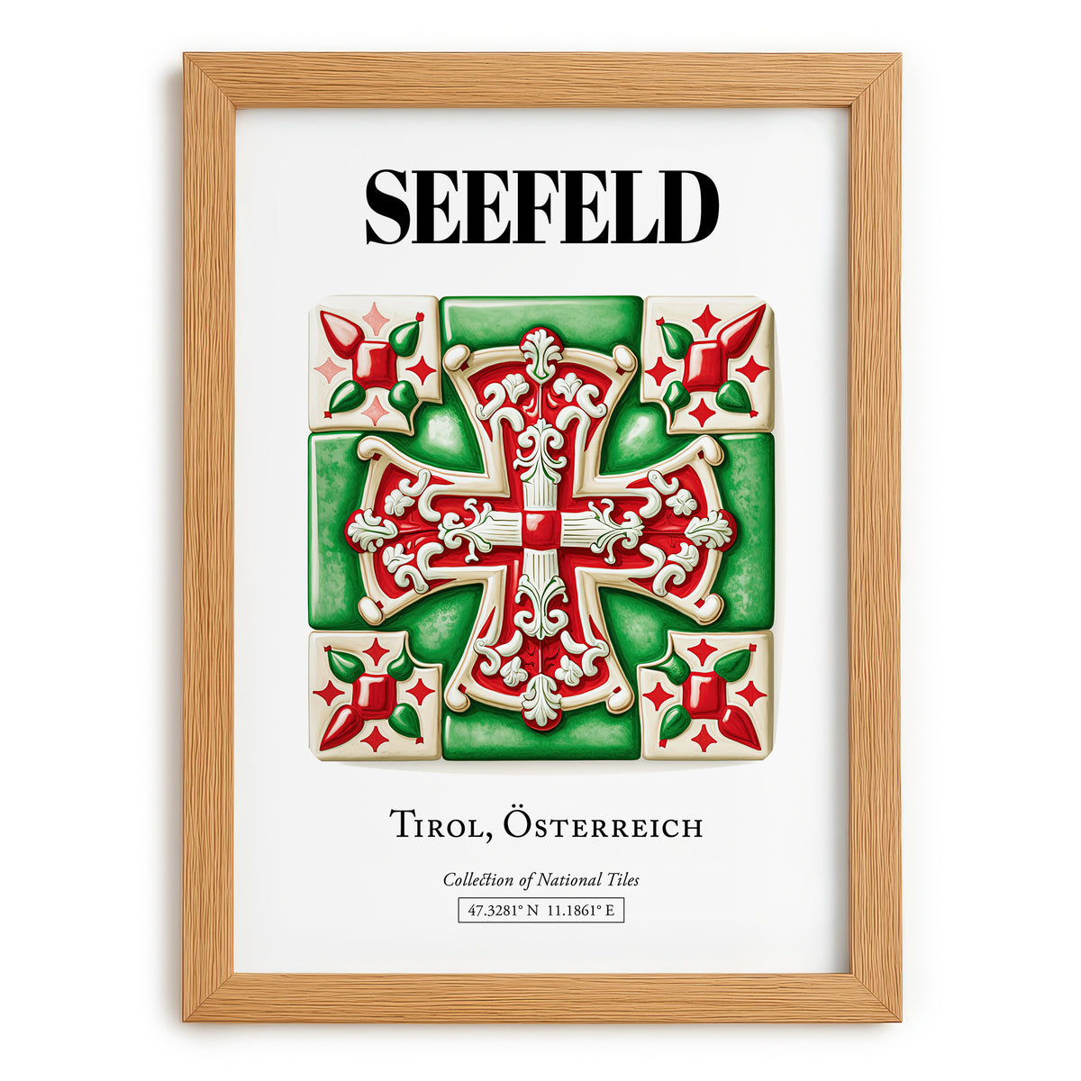 Seefeld, Austria – Travel Poster, set in oak frame
