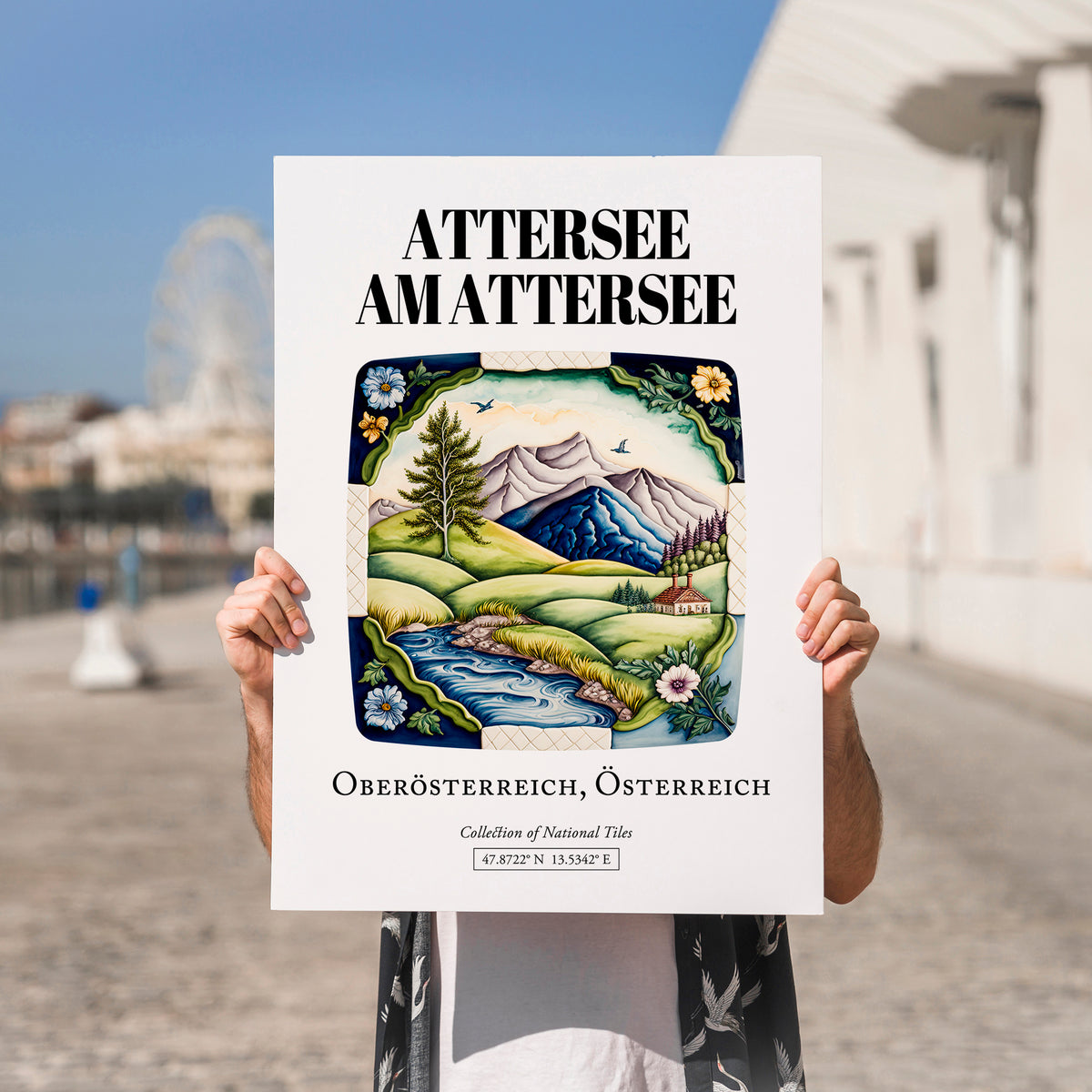 Attersee Am Attersee, Austria – Travel Poster, no-text version framed in wood