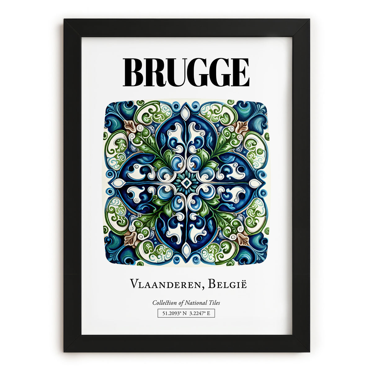 Bruges, Belgium – Travel Poster, in sleek black frame