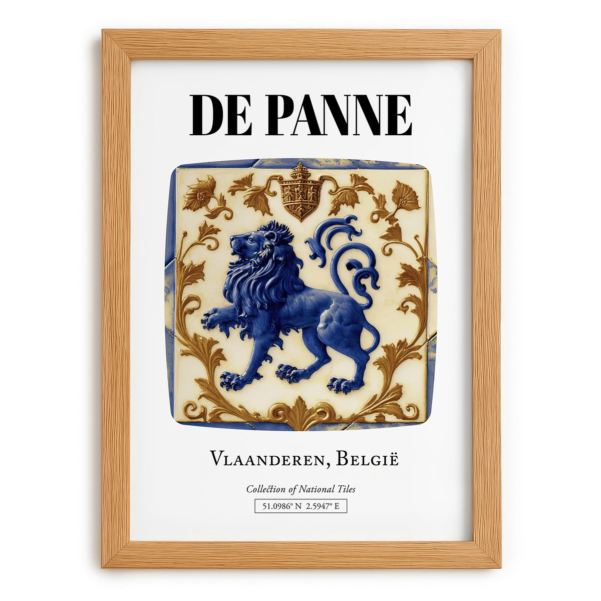 De Panne, Belgium – Travel Wall Art, set in oak frame