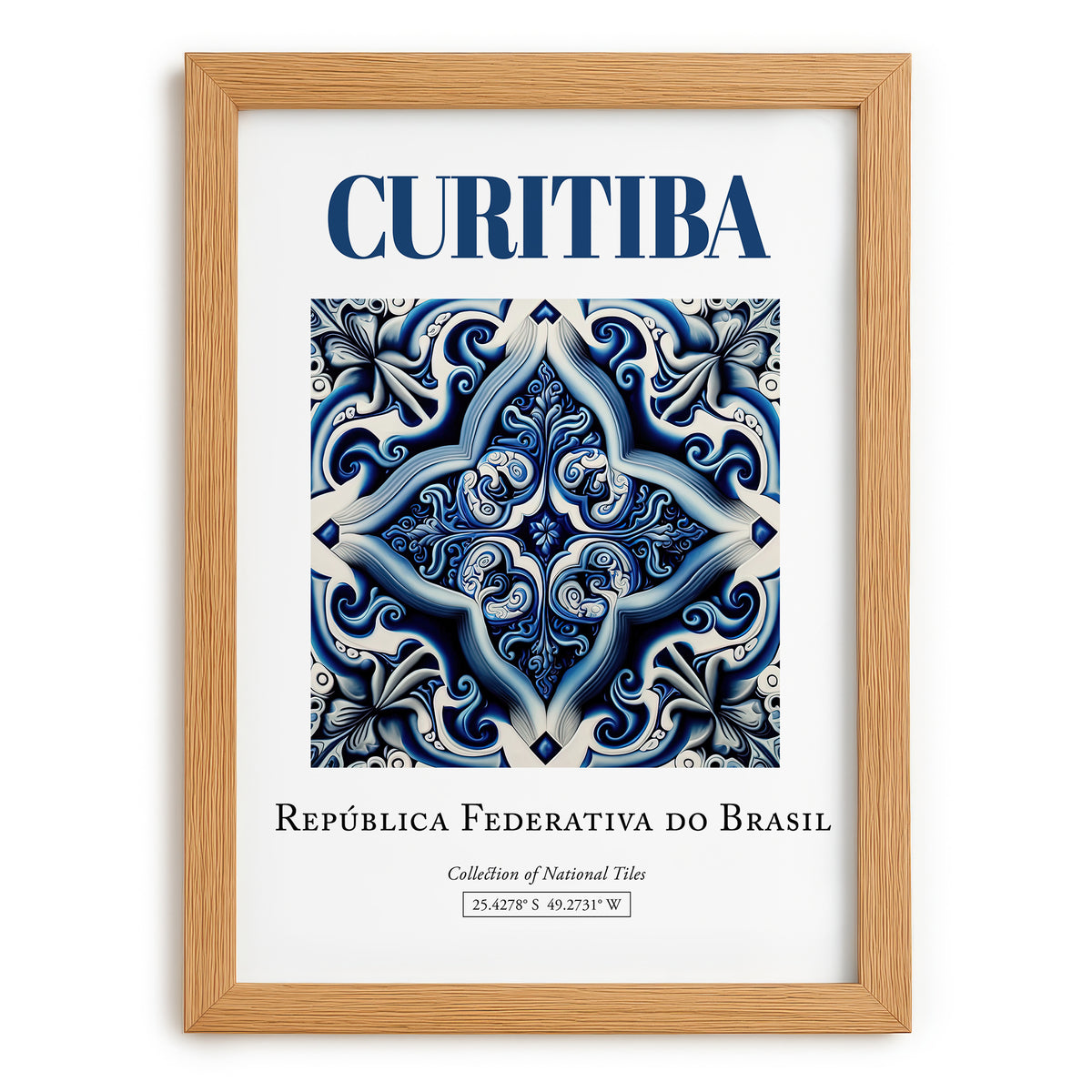 Curitiba, Brasil – Wanderlust-Inspired Poster, set in oak frame
