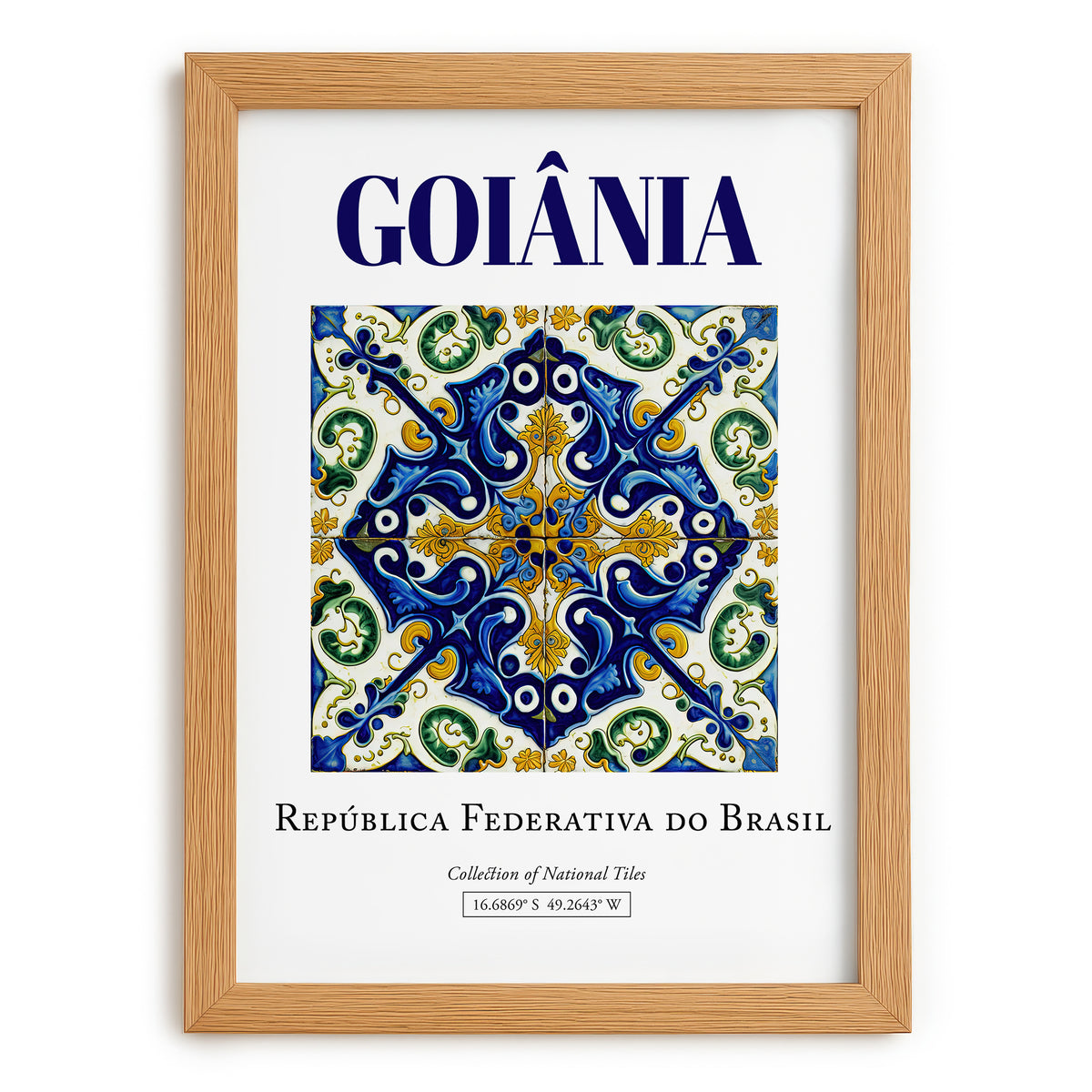 Goiânia, Brasil – Travel Wall Art, set in oak frame