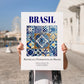 Azulejo, Brasil – Travel Poster, no-text version framed in wood