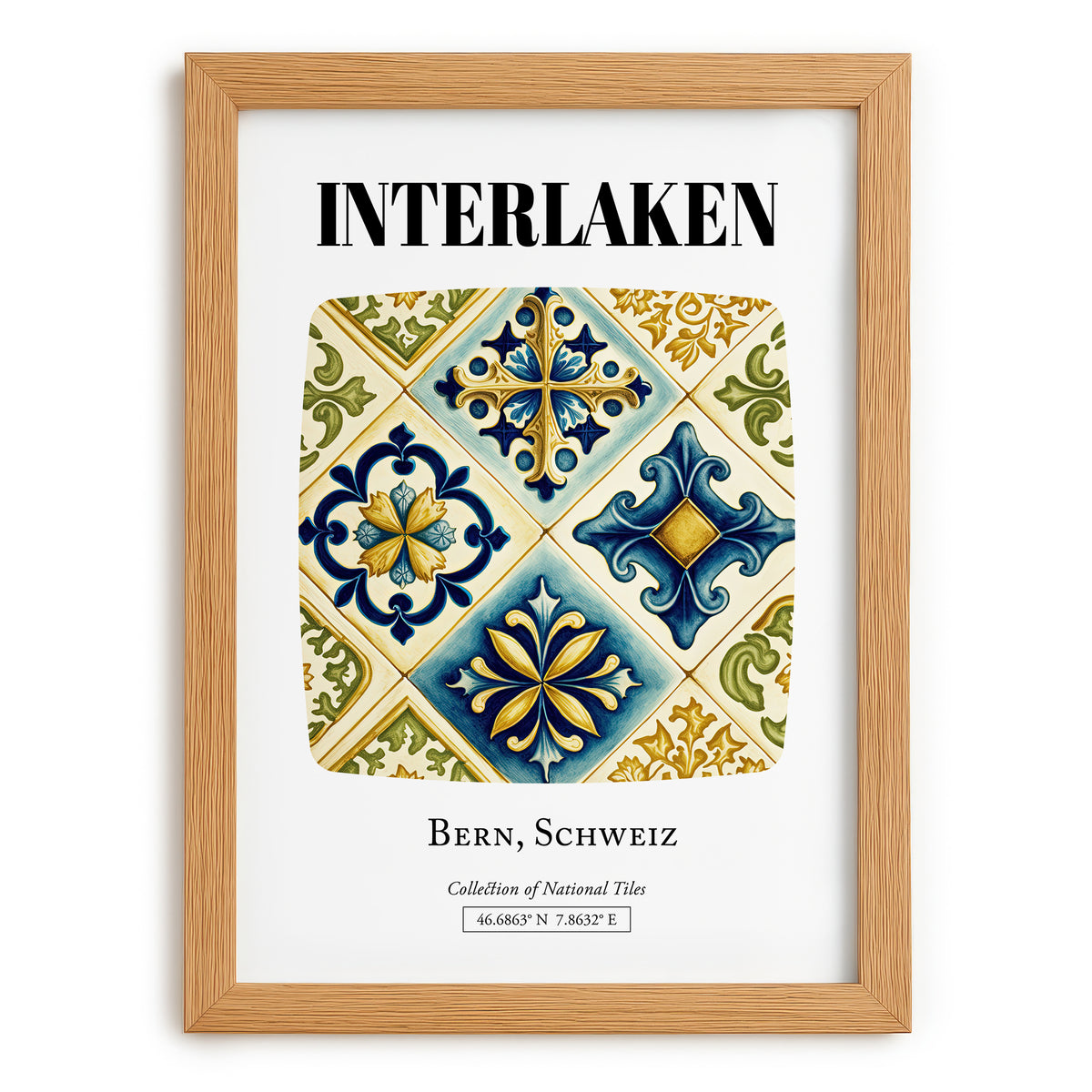 Interlaken, Switzerland – Travel Destination Art, set in oak frame