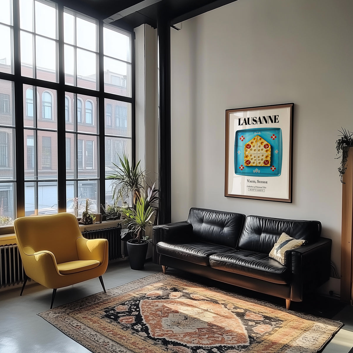 Lausanne, Switzerland – Historic Cities Art Print, unframed on coastal sand