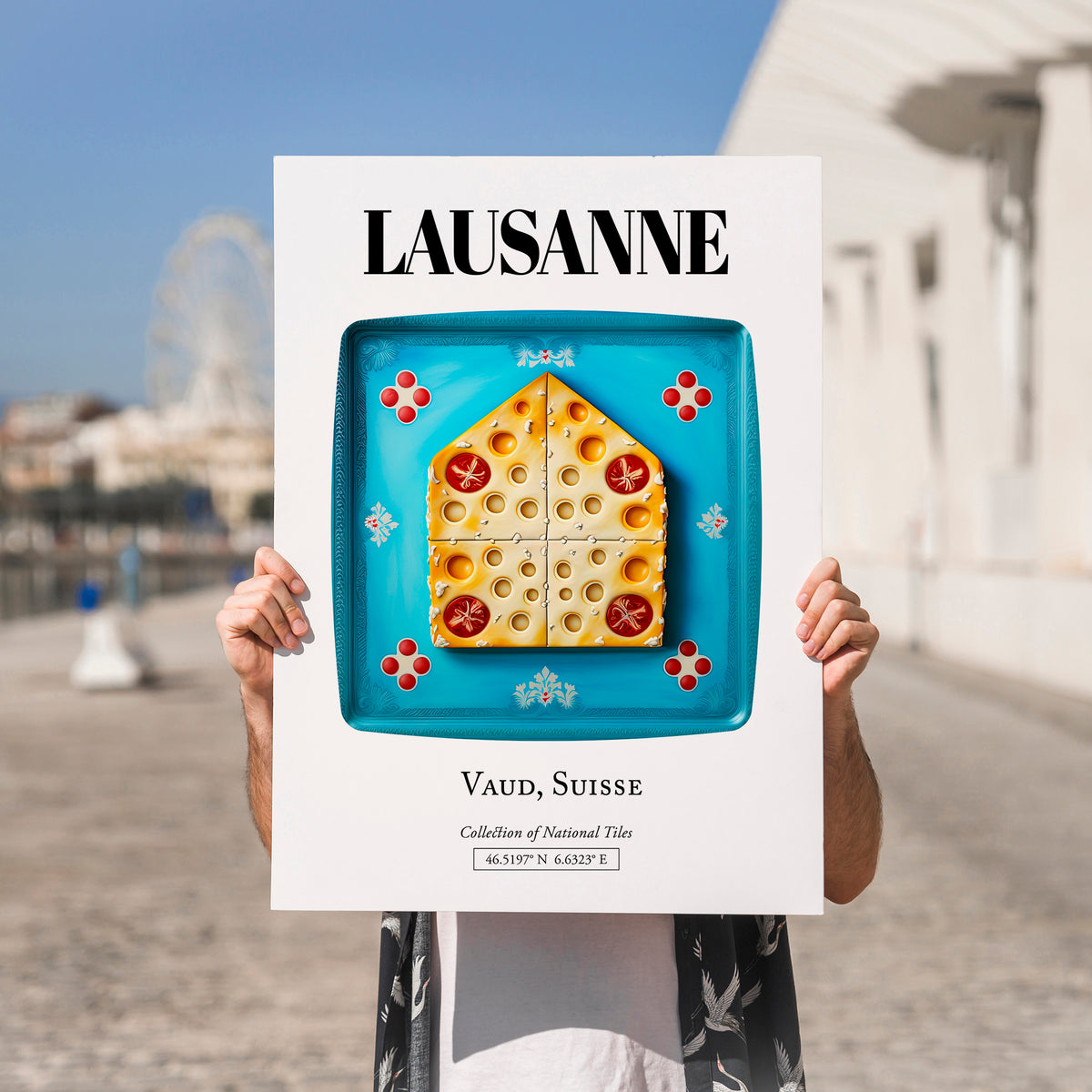 Lausanne, Switzerland – Historic Cities Art Print, no-text version framed in wood
