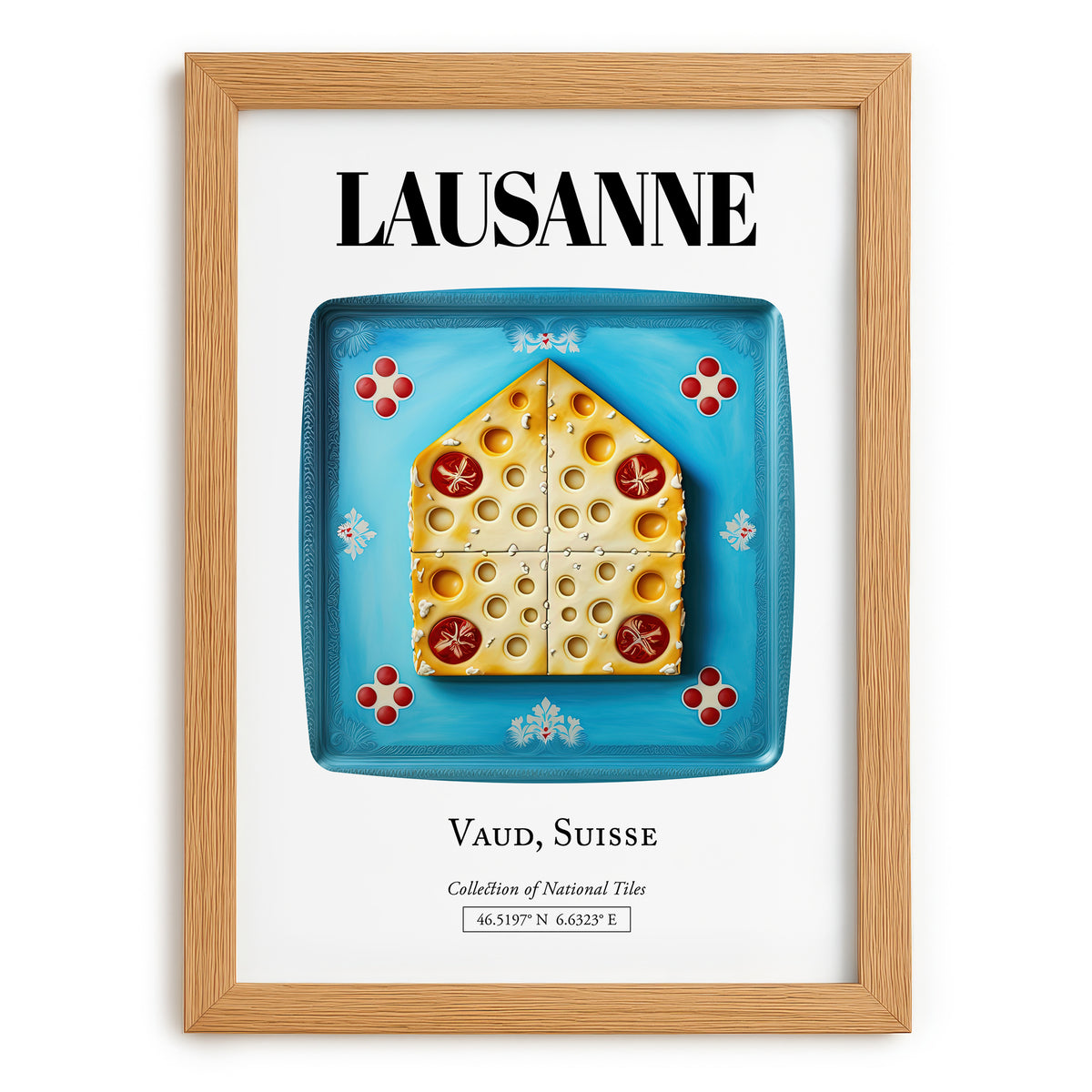 Lausanne, Switzerland – Historic Cities Art Print, set in oak frame
