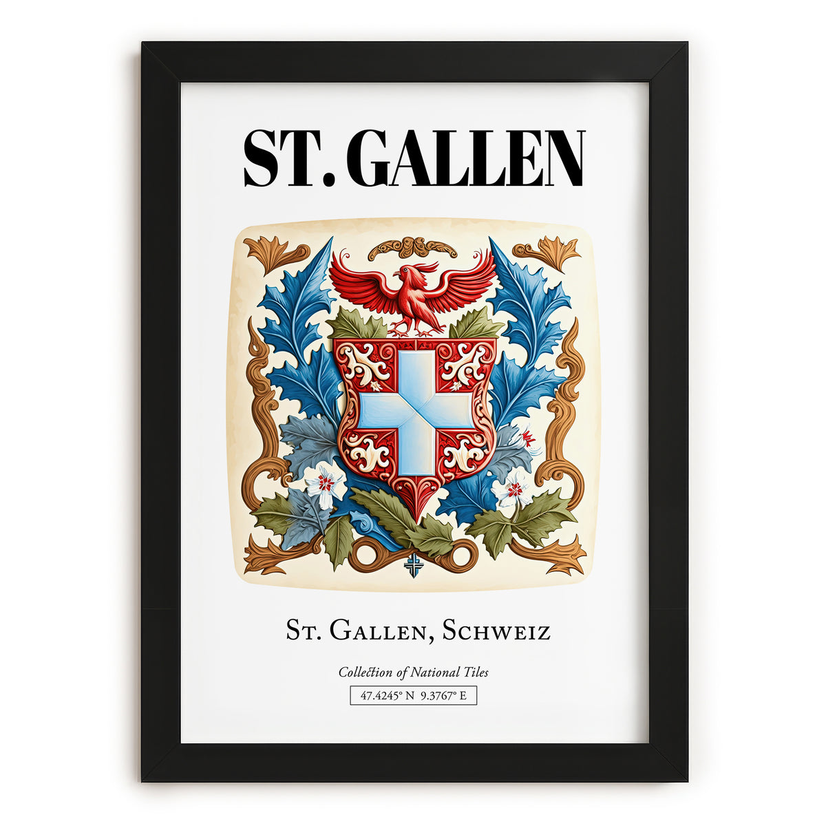 St. Gallen, Switzerland – Wanderlust-Inspired Poster, in sleek black frame