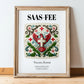Saas-fee, Switzerland – Travel Print, in wooden frame leaning on the floor