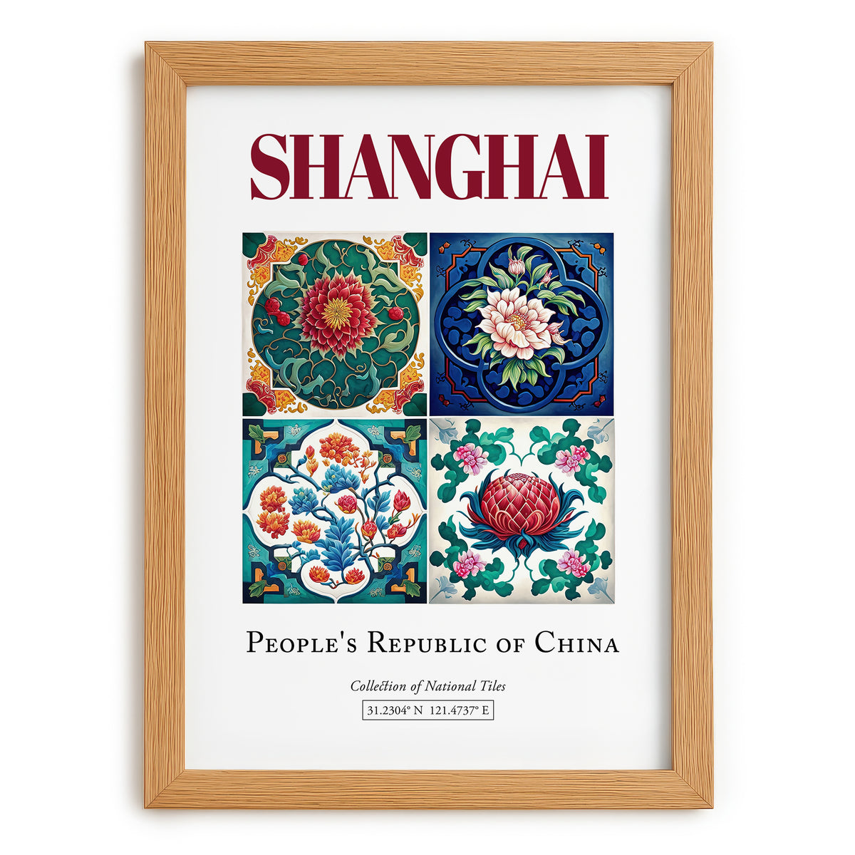 Shanghai, China – Travel Wall Art, set in oak frame