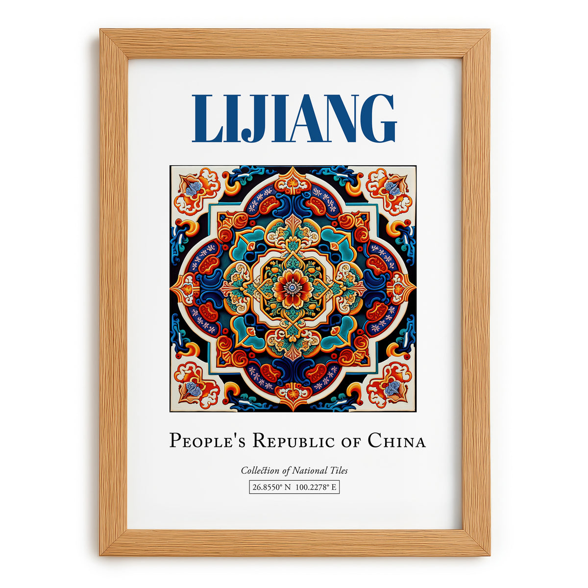 Lijiang, China – Travel Destination Art, set in oak frame