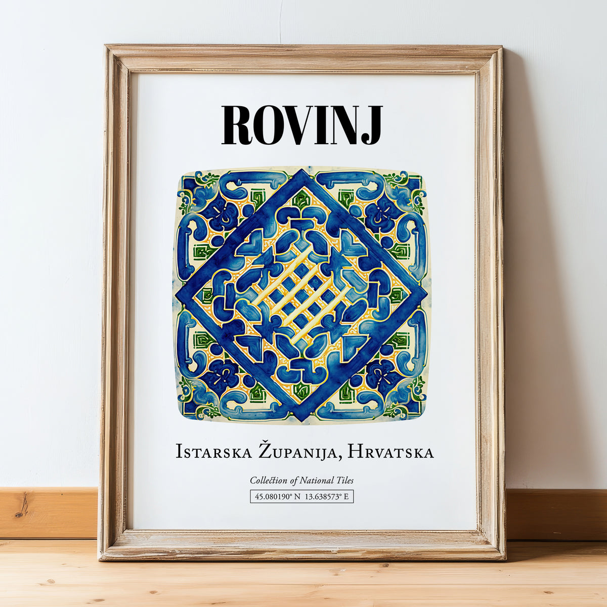 Rovinj, Croatia – Travel Wall Decor, in wooden frame leaning on the floor