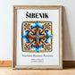Šibenik, Croatia – Travel Print, in wooden frame leaning on the floor