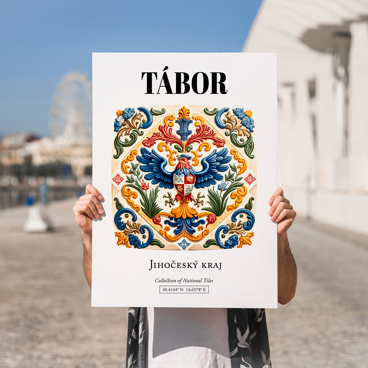 Tábor, Czech Republic – Travel Wall Art, no-text version framed in wood