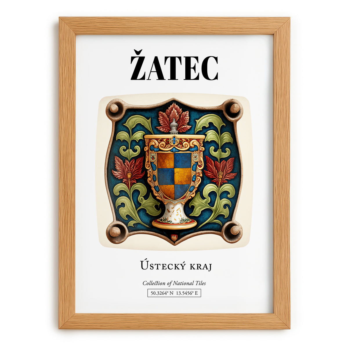 Žatec, Czech Republic – Historic Cities Art Print, set in oak frame