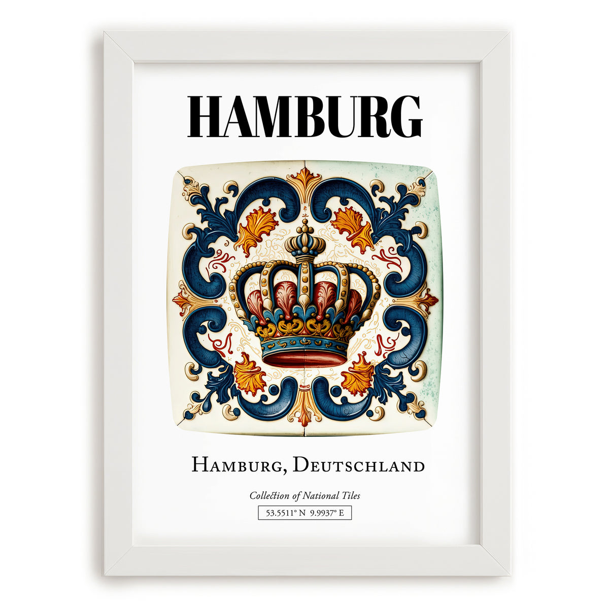 Hamburg, Germany – Travel Wall Decor, placed in minimal white frame