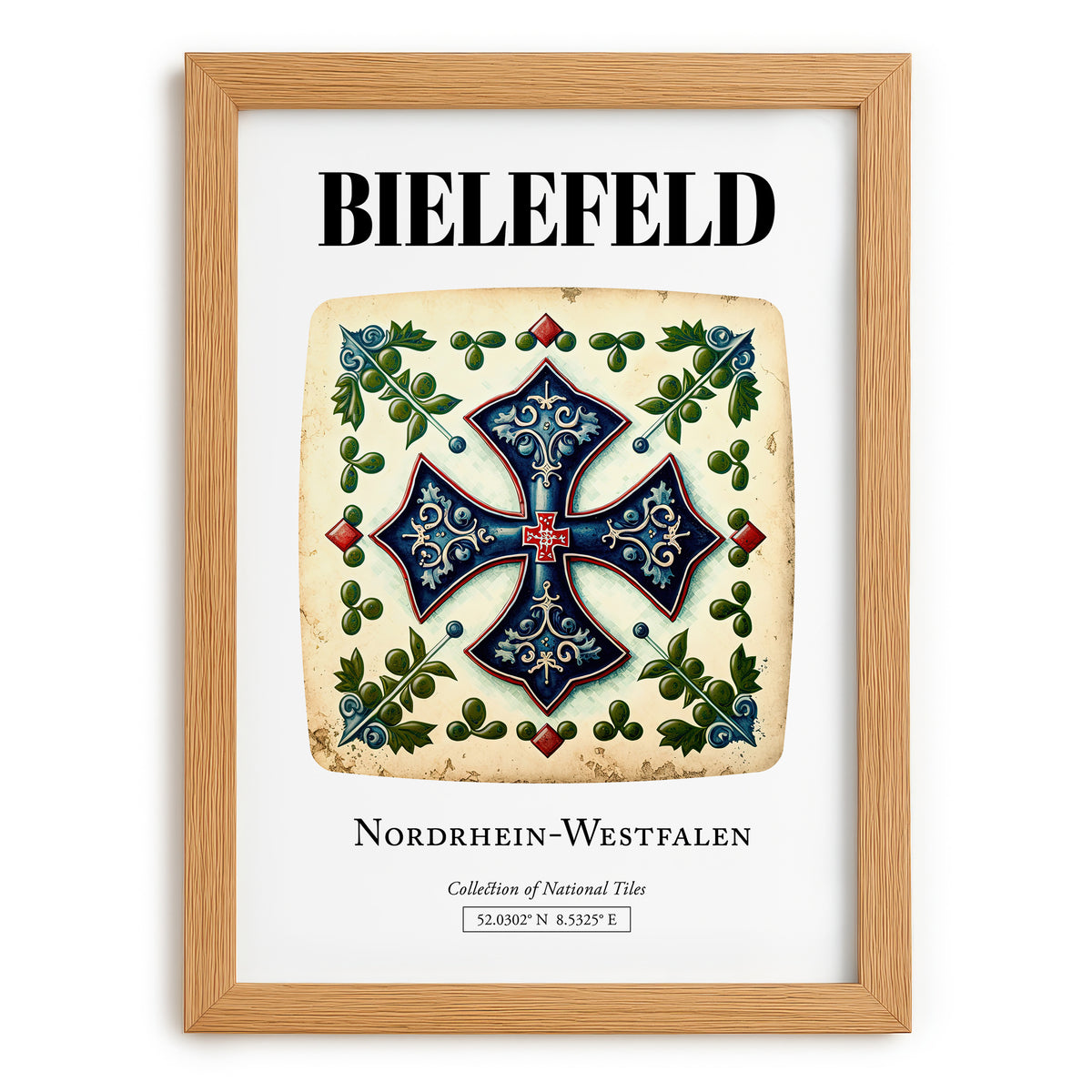 Bielefeld, Germany – Tourist Destination Poster, set in oak frame