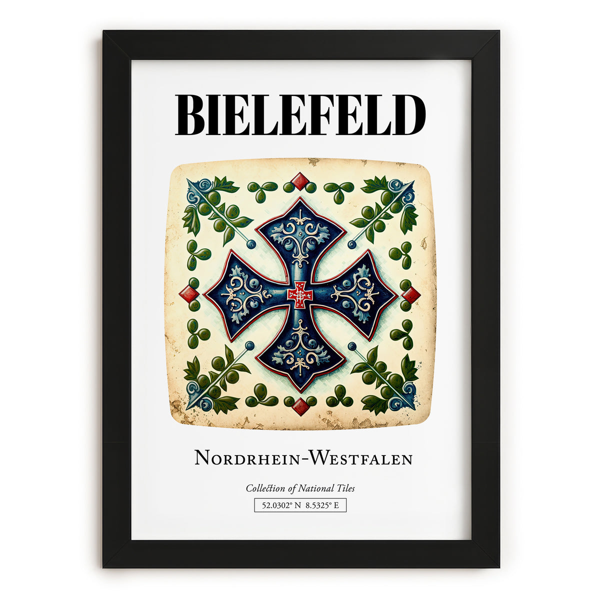 Bielefeld, Germany – Tourist Destination Poster, in sleek black frame