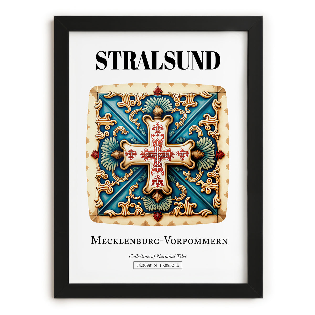 Stralsund, Germany – Architectural Travel Art, in sleek black frame