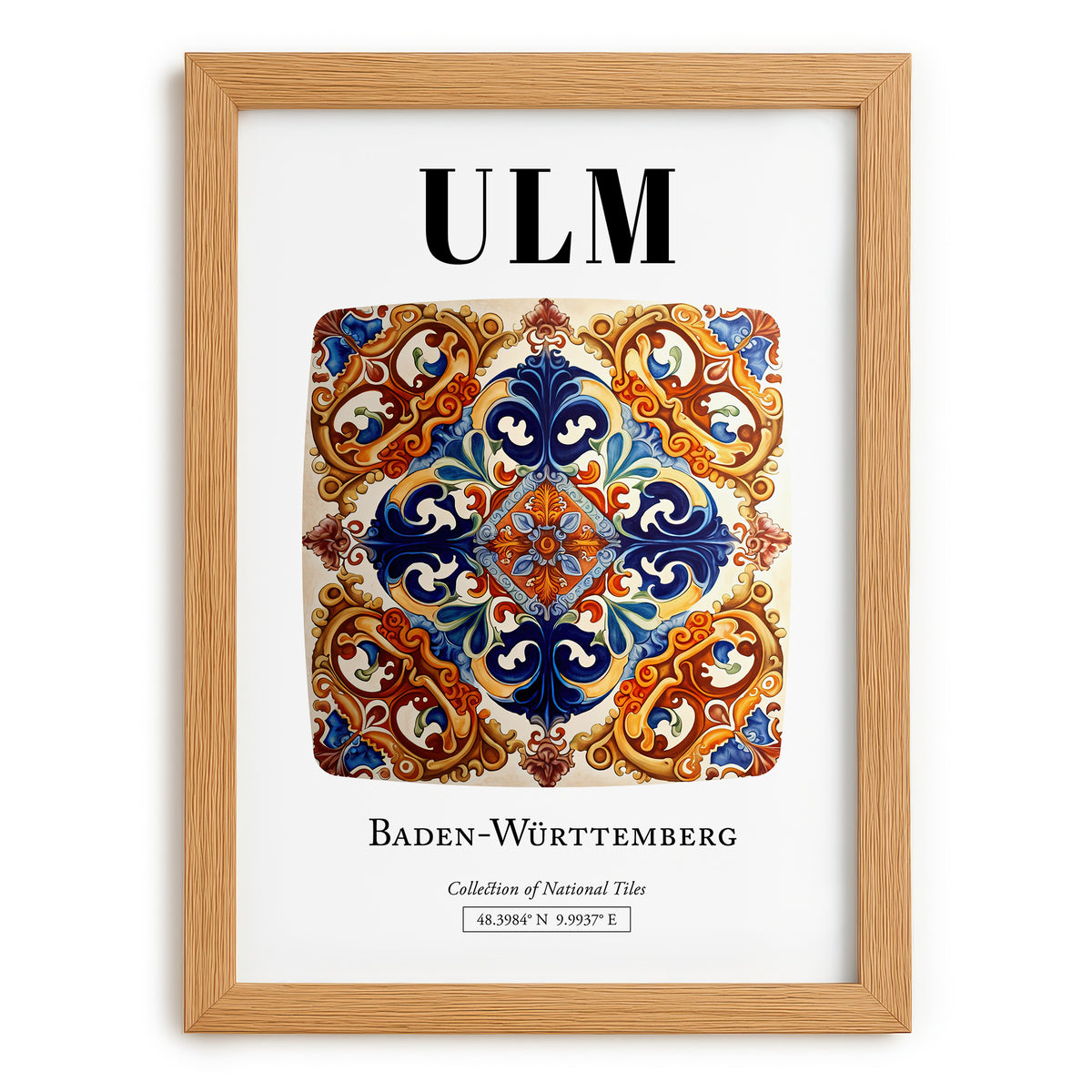 Ulm, Germany – Travel Print, set in oak frame