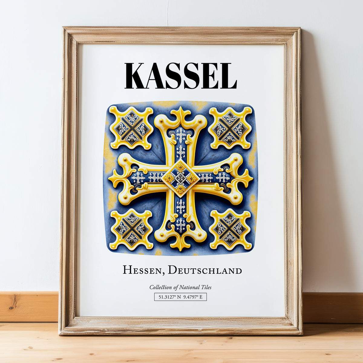 Kassel, Germany – Cultural Heritage Wall Art, in wooden frame leaning on the floor