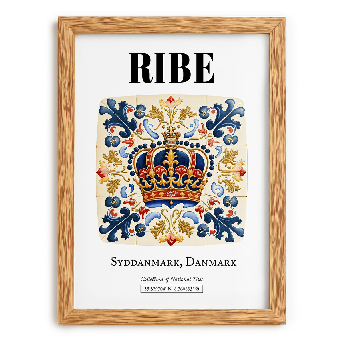 Ribe, Denmark – Travel Poster, set in oak frame