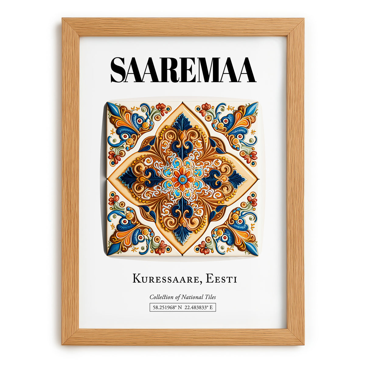 Kuressaare, Estonia – Tourist Destination Poster, set in oak frame