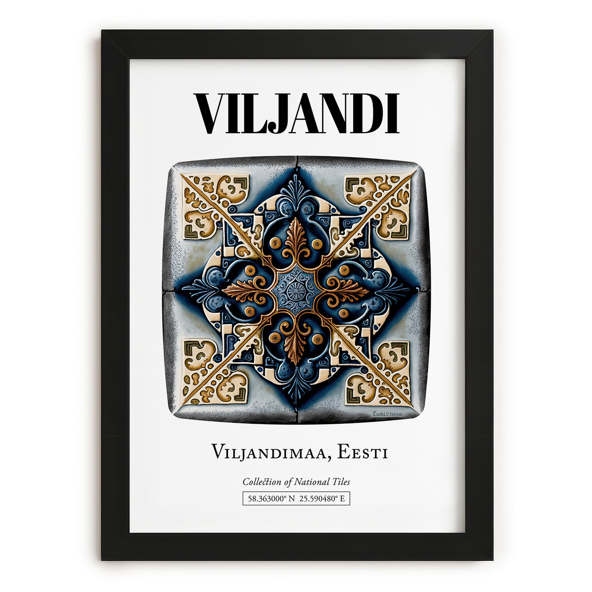 Viljandi, Estonia – Architectural Travel Art, in sleek black frame