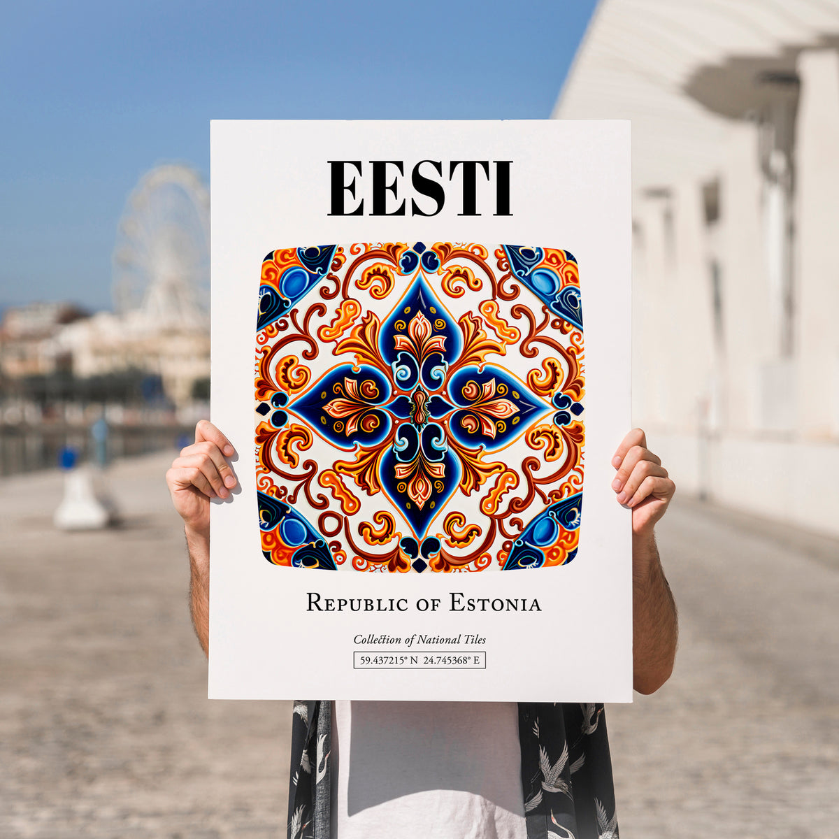 Eesti, Estonia – Travel Print, no-text version framed in wood