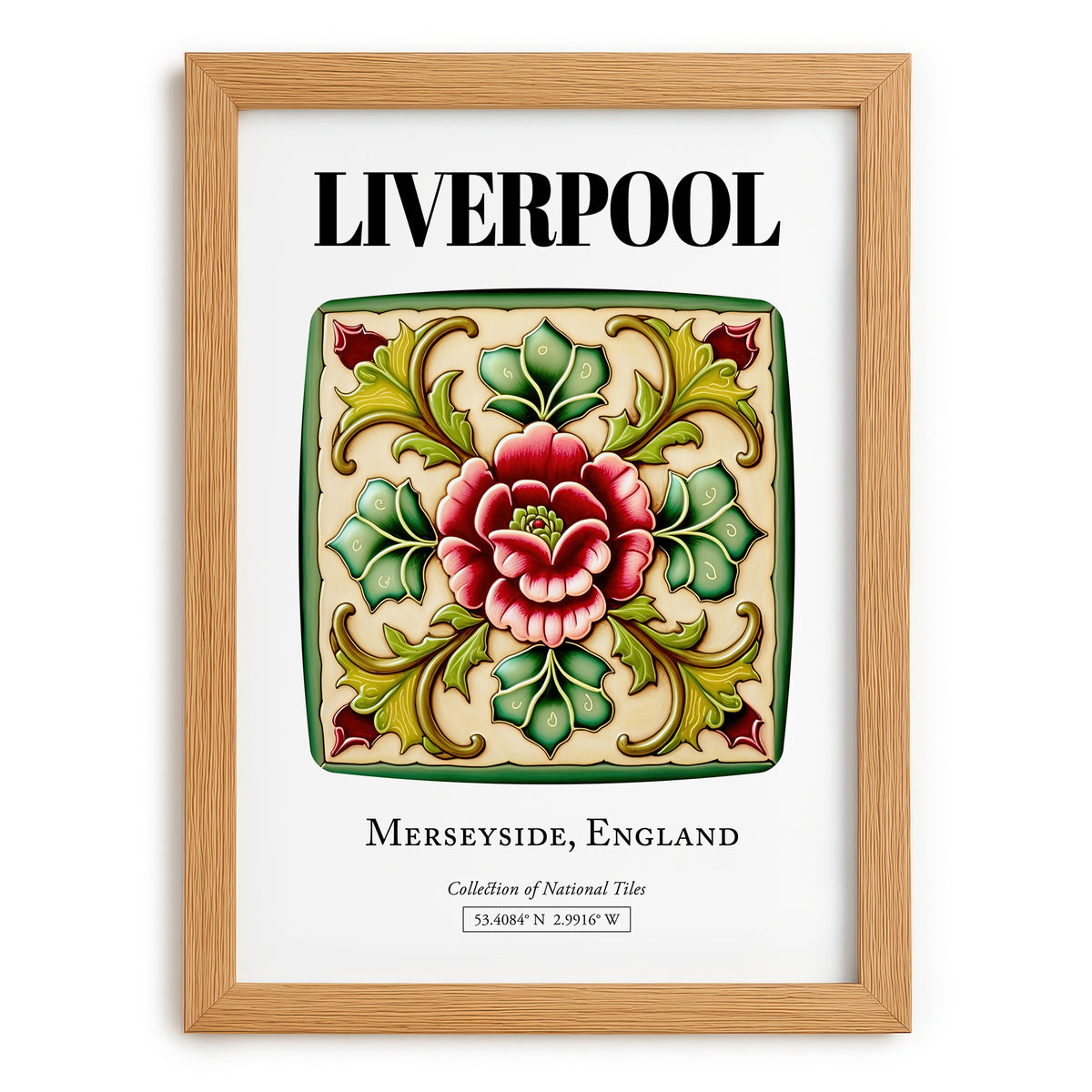 Liverpool, England – Travel Wall Art, set in oak frame