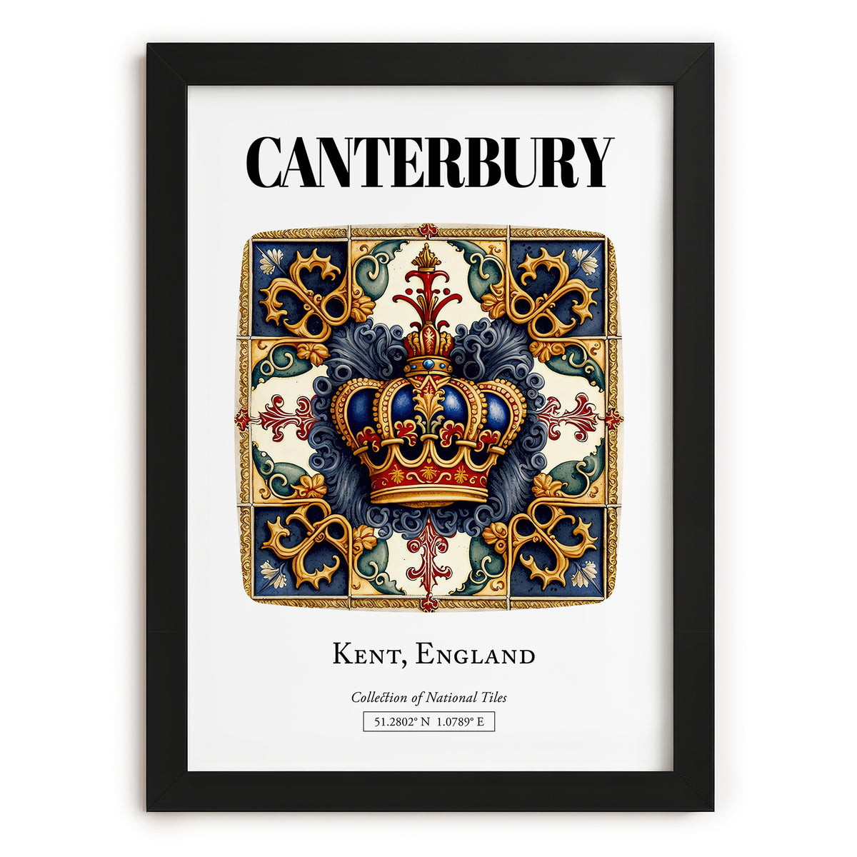 Canterbury, England – Travel Poster, in sleek black frame