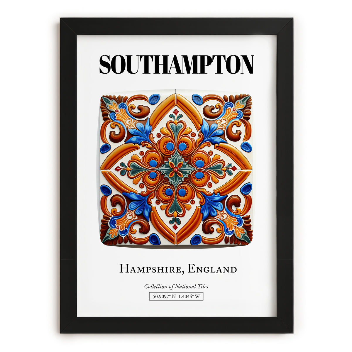 Southampton, England – Minimalist Travel Print, in sleek black frame