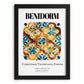 Benidorm, Spain – Retro Travel Poster, in sleek black frame