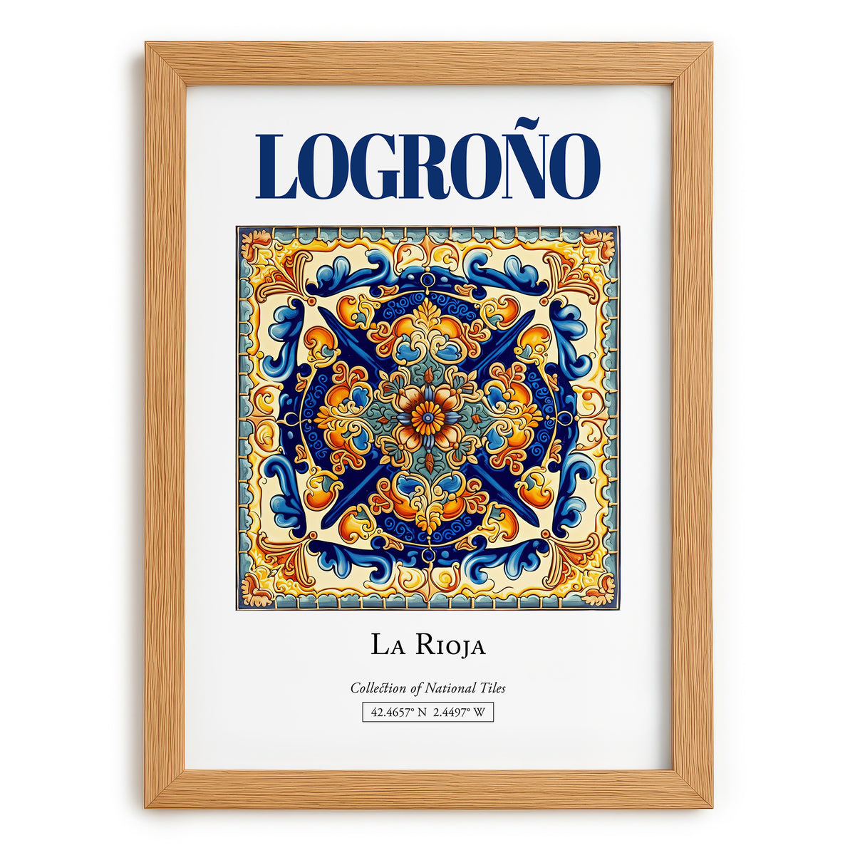 Logroño, Spain – Travel Print, set in oak frame