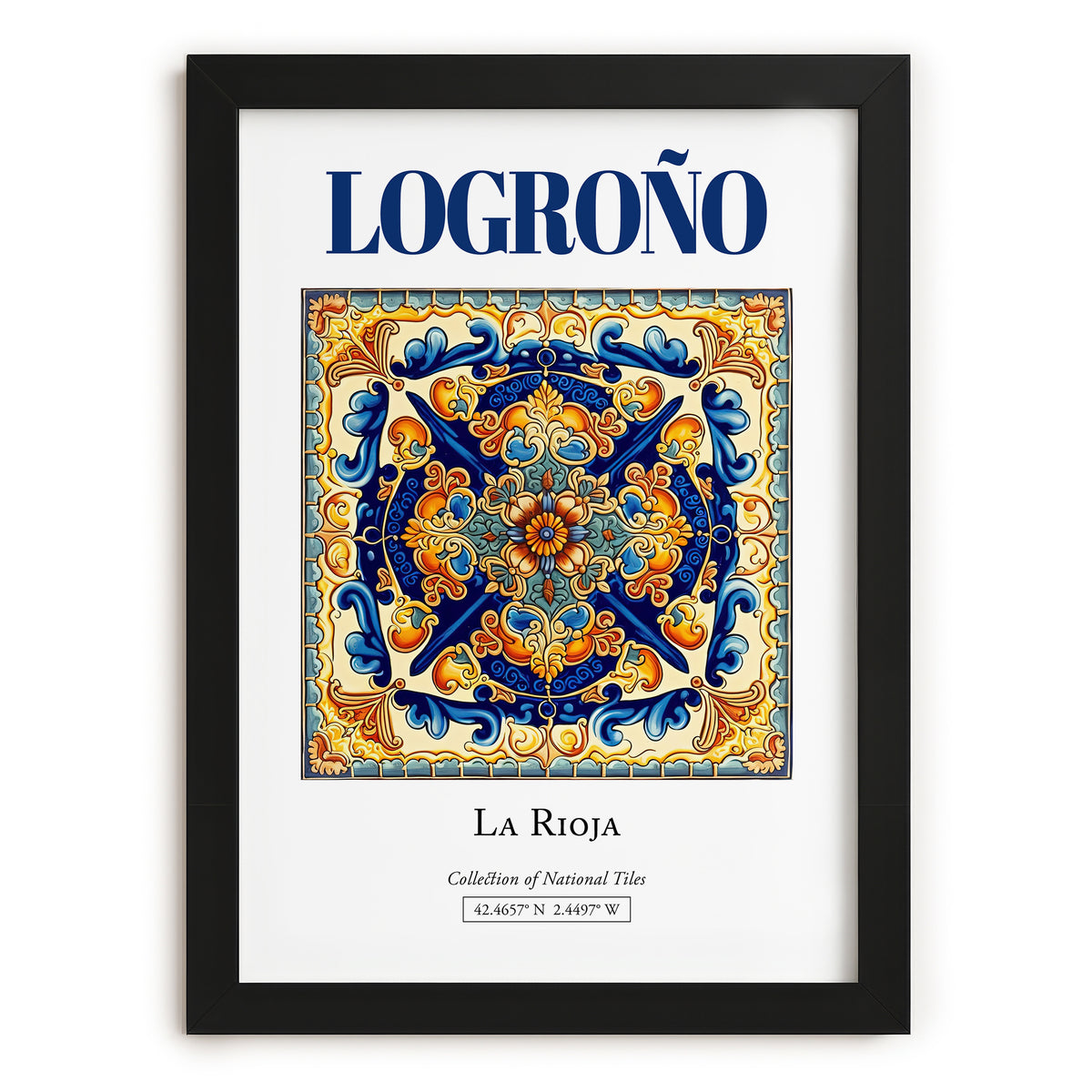 Logroño, Spain – Travel Print, in sleek black frame