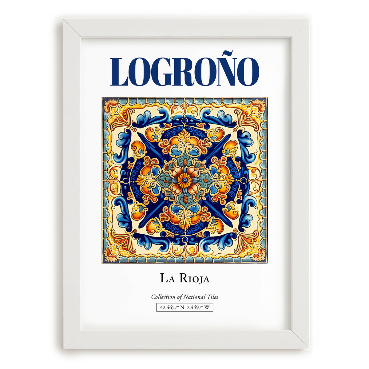 Logroño, Spain – Travel Print, placed in minimal white frame