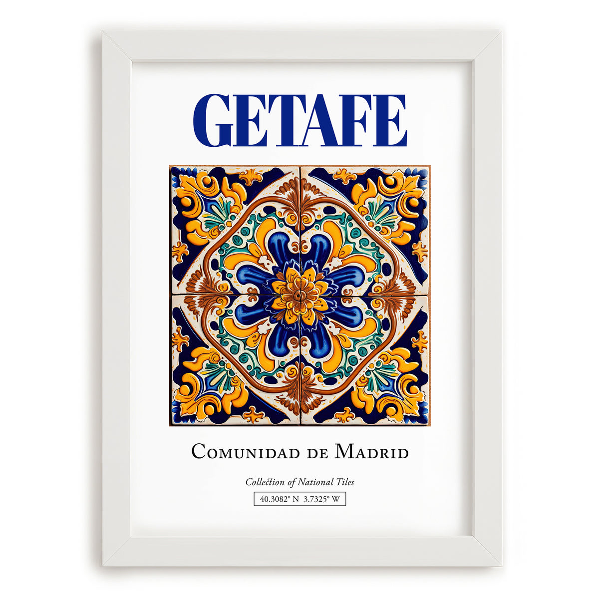 Getafe, Spain – Travel Print, placed in minimal white frame