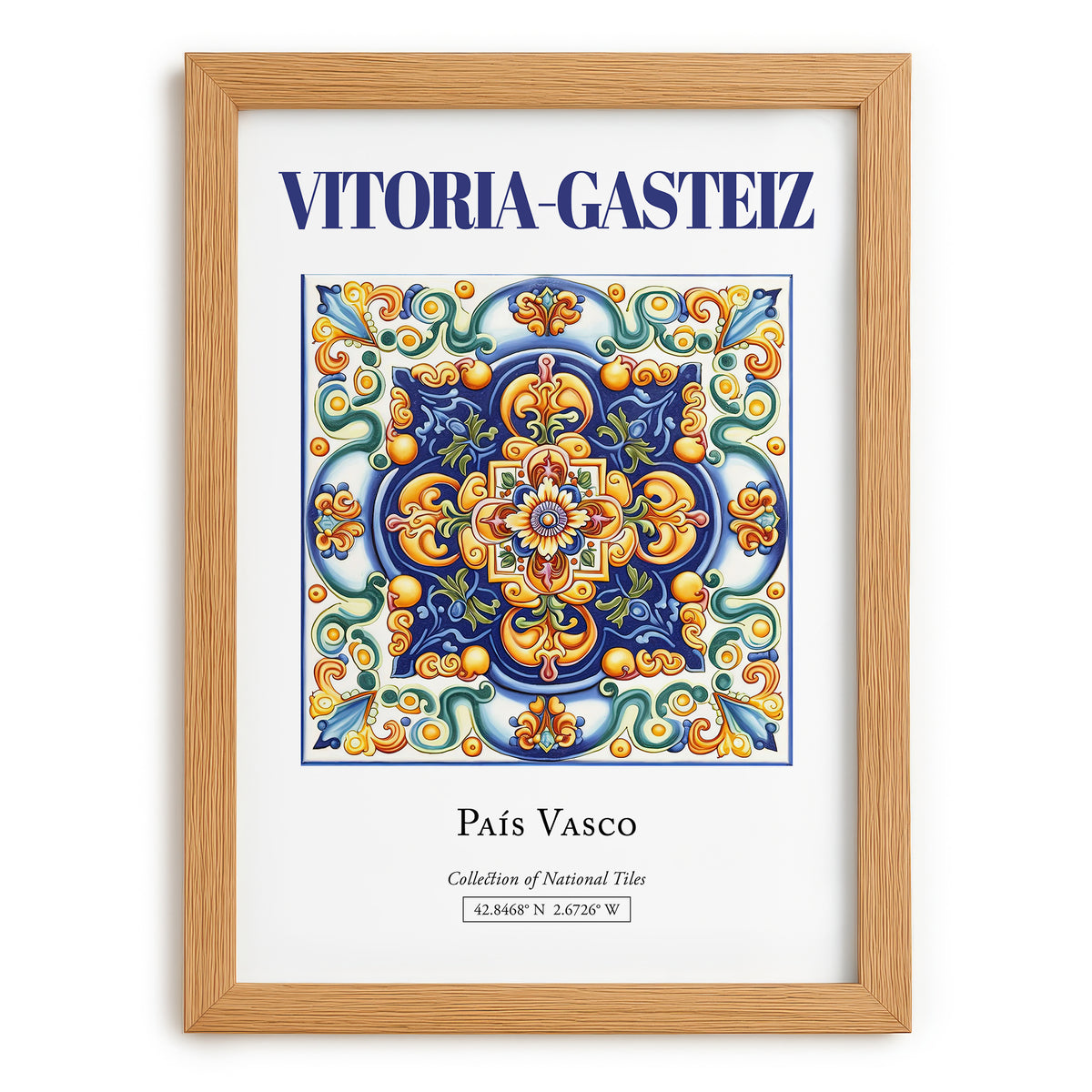 Vitoria-Gasteiz, Spain – Travel Print, set in oak frame