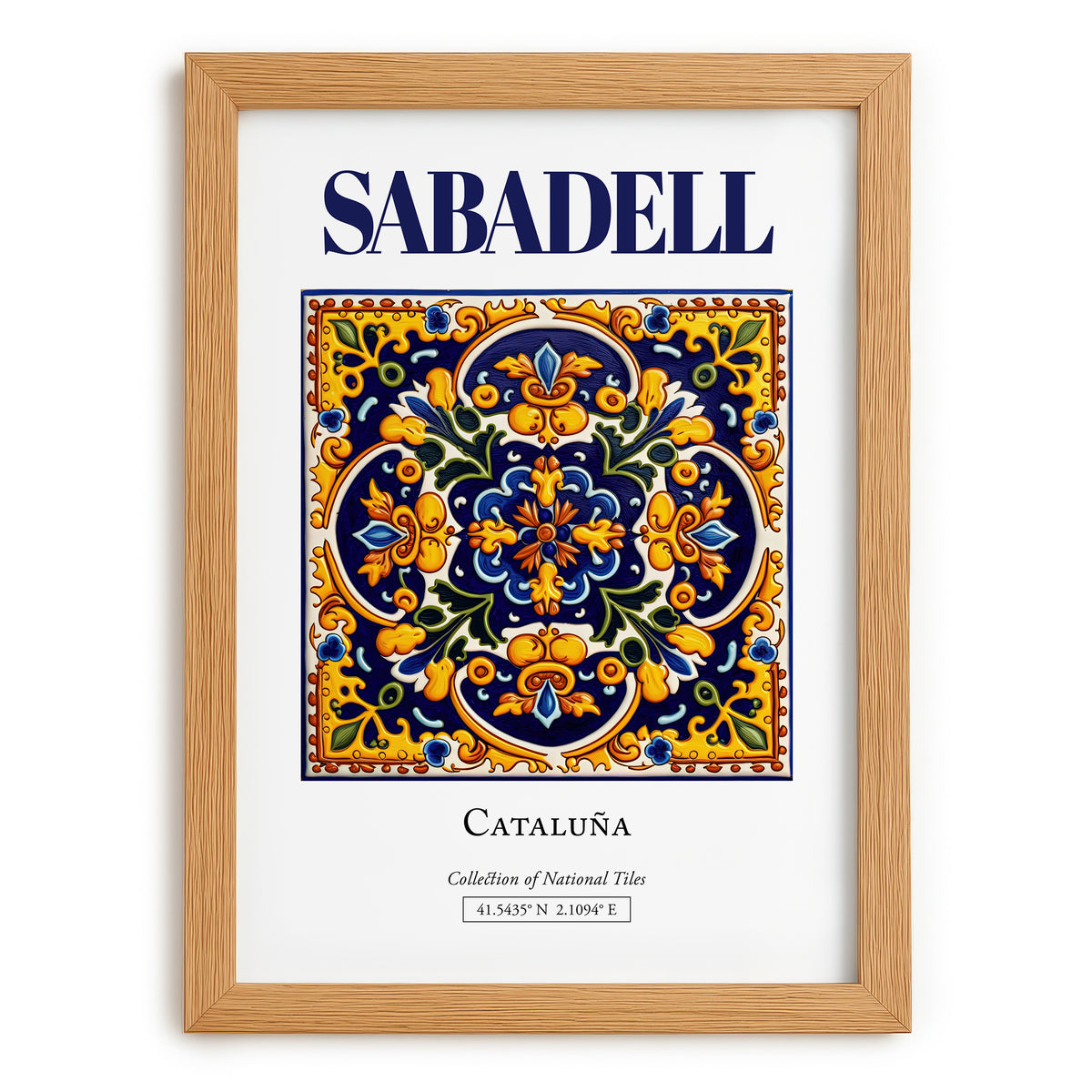 Sabadell, Spain – Cityscape Wall Art, set in oak frame